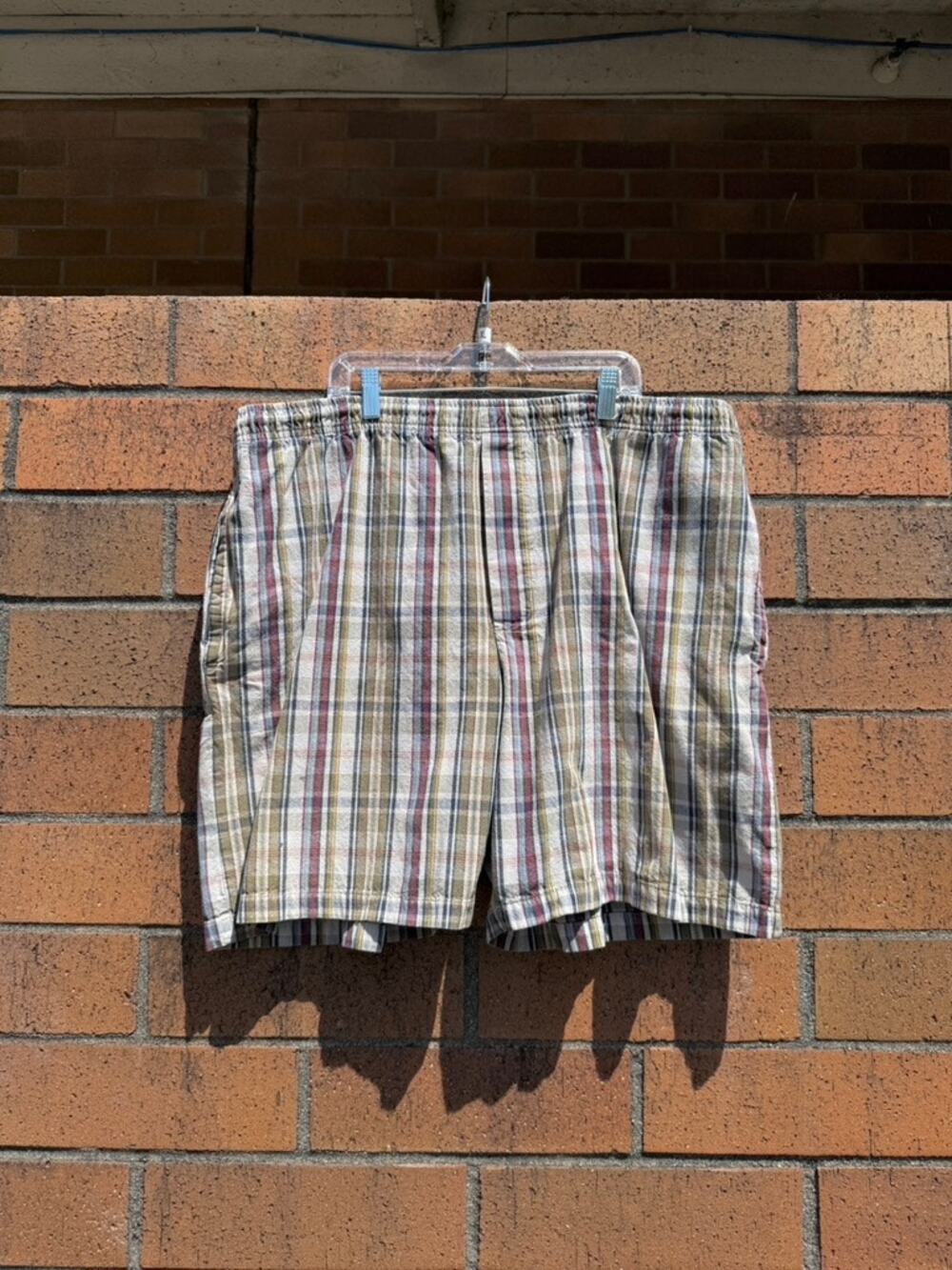 90s Cherokee Brand Vintage Tan Green Plaid Boxer Shorts Jnco Mossimo Union Bay